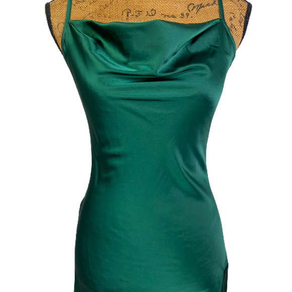 BLOGGERLOVE Green Satin Cocktail‎ Midi Dress - NWT - Picture 4 of 14